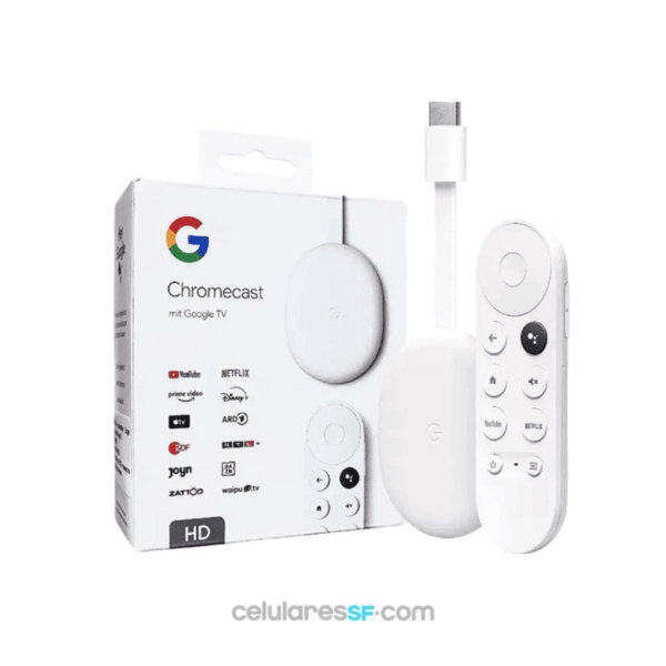 GOOGLE CHROMECAST HD + CONTROL Y GOOGLE TV - INCLUYE FUENTE Y PILAS