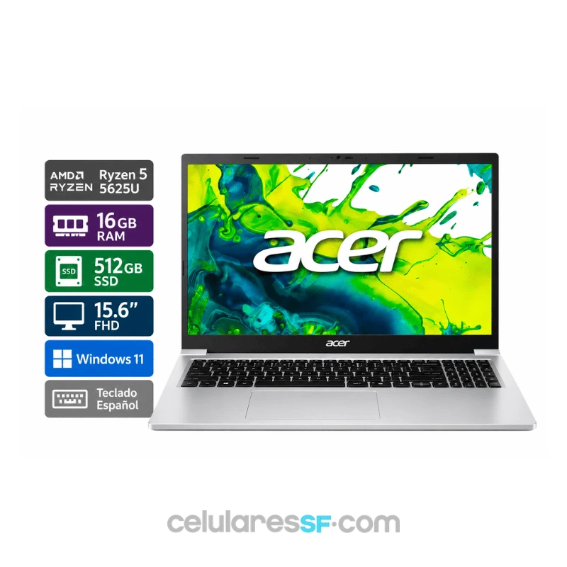NOTEBOOK ACER ASPIRE RYZEN 5 5625U - 16Gb RAM - 512GB SSD - 15.6'' FHD - W11 - TECLADO ESPAÑOL